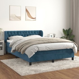 Boxspringbett mit dunkelblauer Samtmatratze 140x200 cm von vidaXL, Betten und Lattenroste - Ref: Foro24-3127677, Preis: 468,7...