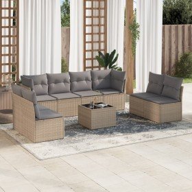 Set de sofás de jardín 9 pzas con cojines ratán sintético beige en Conjuntos de jardín | Comprar online en Foro24