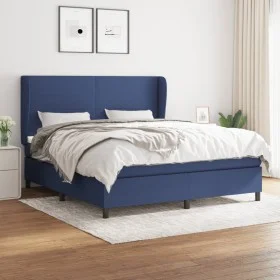 Box spring bed with blue fabric mattress 160x200 cm by vidaXL, Beds and slatted bases - Ref: Foro24-3127819, Price: 569,72 €,...