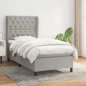Box spring bed with light gray fabric mattress 80x200 cm by vidaXL, Beds and slatted bases - Ref: Foro24-3128157, Price: 330,...