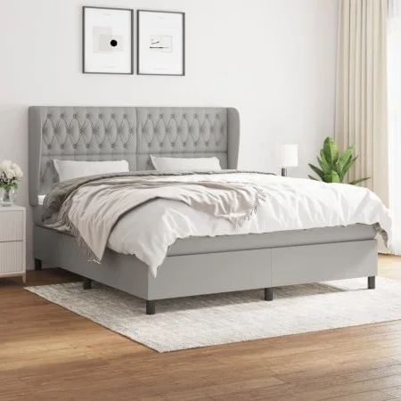 Box spring bed with light gray fabric mattress 180x200 cm by vidaXL, Beds and slatted bases - Ref: Foro24-3128221, Price: 602...
