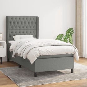 Cama box spring con colchón tela gris oscuro 100x200 cm de vidaXL, Camas y somieres - Ref: Foro24-3128182, Precio: 382,59 €, ...