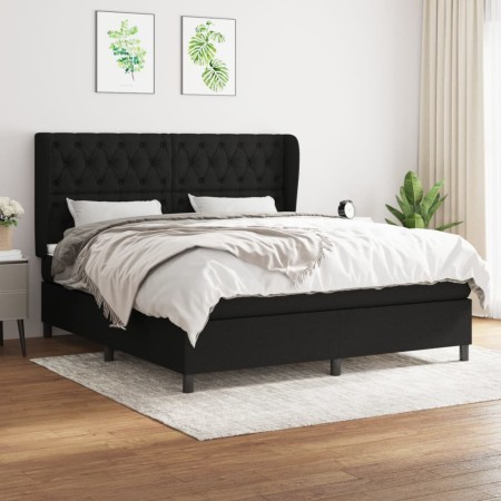 Box spring bed with black fabric mattress 160x200 cm by vidaXL, Beds and slatted bases - Ref: Foro24-3128215, Price: 616,47 €...