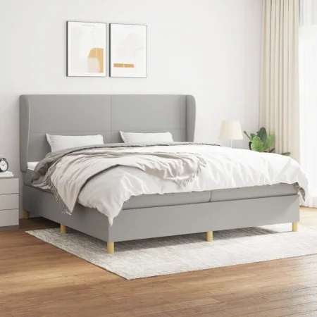 Box spring bed with light gray fabric mattress 200x200 cm by vidaXL, Beds and slatted bases - Ref: Foro24-3128389, Price: 656...