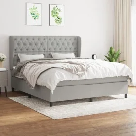 Box spring bed with light gray fabric mattress 160x200 cm by vidaXL, Beds and slatted bases - Ref: Foro24-3128213, Price: 588...