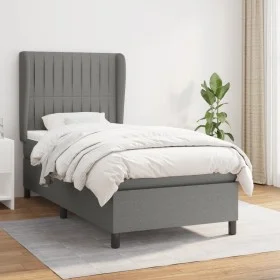 Box spring bed with dark gray fabric mattress 90x200 cm by vidaXL, Beds and slatted bases - Ref: Foro24-3128094, Price: 372,2...