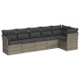 Set de muebles de jardín 6 pzas y cojines ratán sintético gris