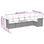 Set de muebles de jardín 6 pzas y cojines ratán sintético gris