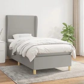 Box spring bed with light gray fabric mattress 80x200 cm by vidaXL, Beds and slatted bases - Ref: Foro24-3128317, Price: 321,...