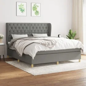 Box spring bed with dark gray fabric mattress 160x200 cm by vidaXL, Beds and slatted bases - Ref: Foro24-3128774, Price: 583,...