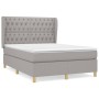 Box spring bed with light gray fabric mattress 140x200 cm by vidaXL, Beds and slatted bases - Ref: Foro24-3128765, Price: 522...