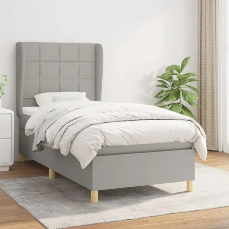 Box spring bed with light gray fabric mattress 100x200 cm by vidaXL, Beds and slatted bases - Ref: Foro24-3128501, Price: 356...