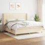 Box spring bed with cream fabric mattress 200x200 cm by vidaXL, Beds and slatted bases - Ref: Foro24-3128554, Price: 642,89 €...