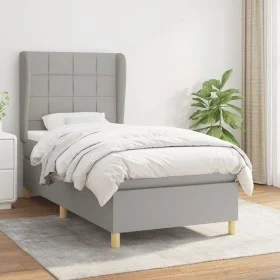 Box spring bed with light gray fabric mattress 90x190 cm by vidaXL, Beds and slatted bases - Ref: Foro24-3128485, Price: 314,...