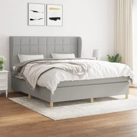 Box spring bed with light gray fabric mattress 160x200 cm by vidaXL, Beds and slatted bases - Ref: Foro24-3128533, Price: 543...