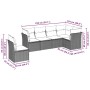Set de sofás de jardín 6 pzas y cojines ratán sintético gris