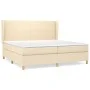 Box spring bed with cream fabric mattress 200x200 cm by vidaXL, Beds and slatted bases - Ref: Foro24-3128394, Price: 645,85 €...