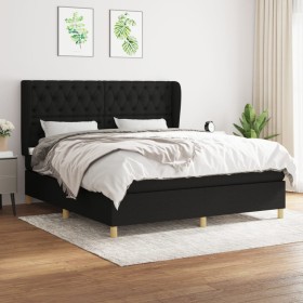 Box spring bed with black fabric mattress 160x200 cm by vidaXL, Beds and slatted bases - Ref: Foro24-3128775, Price: 655,86 €...