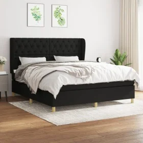 Box spring bed with black fabric mattress 160x200 cm by vidaXL, Beds and slatted bases - Ref: Foro24-3128775, Price: 641,59 €...