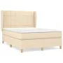 Box spring bed with cream fabric mattress 140x200 cm by vidaXL, Beds and slatted bases - Ref: Foro24-3128530, Price: 513,37 €...