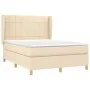 Box spring bed with cream fabric mattress 140x200 cm by vidaXL, Beds and slatted bases - Ref: Foro24-3128530, Price: 513,37 €...
