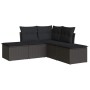 Set de muebles de jardín 5 pzas y cojines ratán sintético negro
