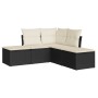 Set de muebles de jardín 5 pzas y cojines ratán sintético negro