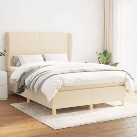 Box spring bed with cream fabric mattress 140x200 cm by vidaXL, Beds and slatted bases - Ref: Foro24-3128370, Price: 530,97 €...
