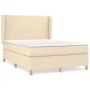 Box spring bed with cream fabric mattress 140x200 cm by vidaXL, Beds and slatted bases - Ref: Foro24-3128370, Price: 530,97 €...