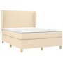 Box spring bed with cream fabric mattress 140x200 cm by vidaXL, Beds and slatted bases - Ref: Foro24-3128370, Price: 540,83 €...