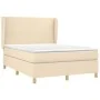 Box spring bed with cream fabric mattress 140x200 cm by vidaXL, Beds and slatted bases - Ref: Foro24-3128370, Price: 530,97 €...