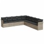 Set muebles jardín 9 pzas y cojines ratán sintético gris claro