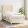 Box spring bed with cream fabric mattress 100x200 cm by vidaXL, Beds and slatted bases - Ref: Foro24-3128506, Price: 345,59 €...