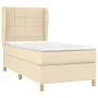 Box spring bed with cream fabric mattress 100x200 cm by vidaXL, Beds and slatted bases - Ref: Foro24-3128506, Price: 345,59 €...