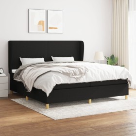 Cama box spring con colchón tela negro 200x200 cm