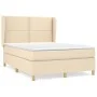 Box spring bed with cream fabric mattress 140x200 cm by vidaXL, Beds and slatted bases - Ref: Foro24-3128450, Price: 496,83 €...