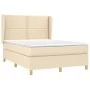 Box spring bed with cream fabric mattress 140x200 cm by vidaXL, Beds and slatted bases - Ref: Foro24-3128450, Price: 496,83 €...
