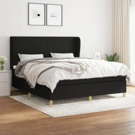 Box spring bed with black fabric mattress 160x200 cm by vidaXL, Beds and slatted bases - Ref: Foro24-3128375, Price: 592,65 €...