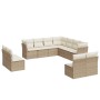 Set de sofás de jardín 11pzas con cojines ratán sintético beige