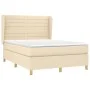 Box spring bed with cream fabric mattress 140x200 cm by vidaXL, Beds and slatted bases - Ref: Foro24-3128610, Price: 532,84 €...