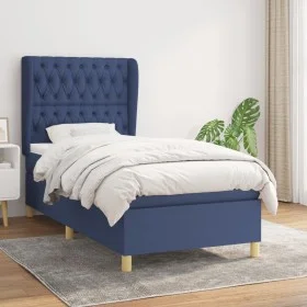 Box spring bed with blue fabric mattress 100x200 cm by vidaXL, Beds and slatted bases - Ref: Foro24-3128747, Price: 366,34 €,...