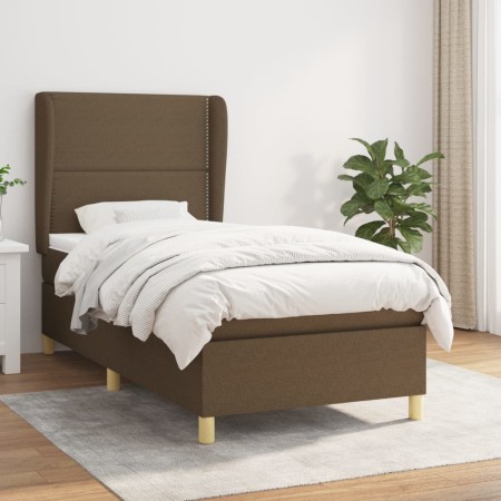 Box spring bed with dark brown fabric mattress 100x200 cm by vidaXL, Beds and slatted bases - Ref: Foro24-3128424, Price: 347...