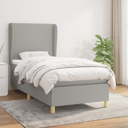 Box spring bed with light gray fabric mattress 100x200 cm by vidaXL, Beds and slatted bases - Ref: Foro24-3128341, Price: 356...