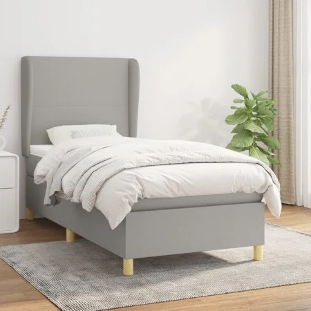 Box spring bed with light gray fabric mattress 100x200 cm by vidaXL, Beds and slatted bases - Ref: Foro24-3128341, Price: 356...