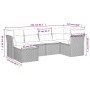 Set sofás de jardín 6 piezas y cojines ratán sintético marrón