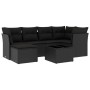Set de comedor de jardín 7 pzas y cojines ratán sintético negro