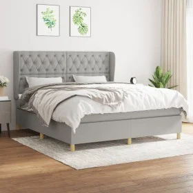 Box spring bed with light gray fabric mattress 160x200 cm by vidaXL, Beds and slatted bases - Ref: Foro24-3128773, Price: 582...