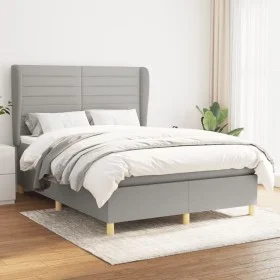 Box spring bed with light gray fabric mattress 140x200 cm by vidaXL, Beds and slatted bases - Ref: Foro24-3128605, Price: 514...