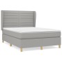 Box spring bed with light gray fabric mattress 140x200 cm by vidaXL, Beds and slatted bases - Ref: Foro24-3128605, Price: 525...