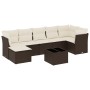 Set sofás de jardín 8 piezas y cojines ratán sintético marrón